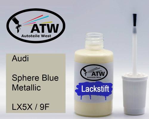 Audi, Sphere Blue Metallic, LX5X / 9F: 20ml Lackstift, von ATW Autoteile West.